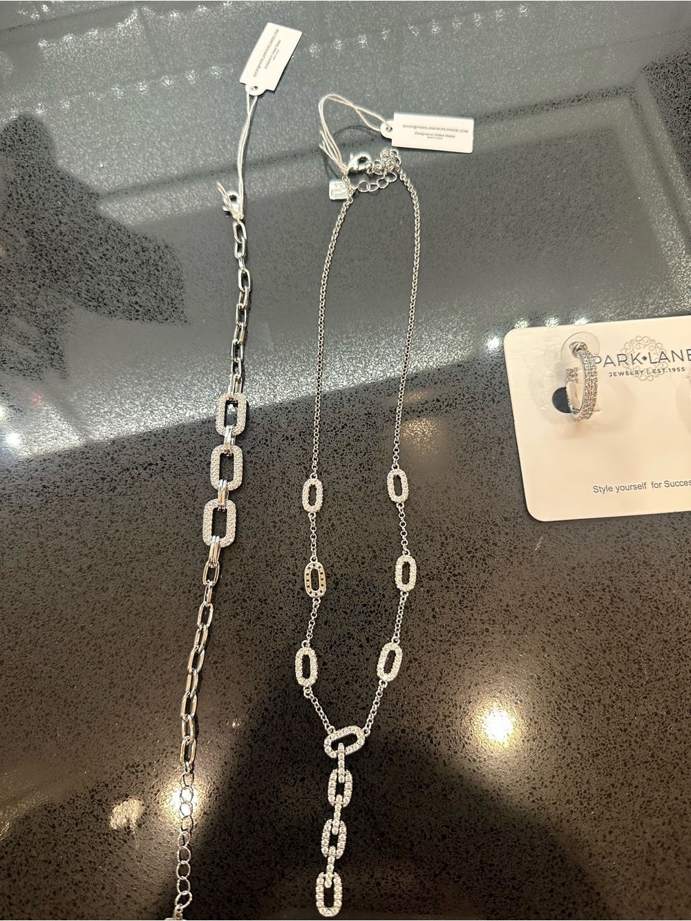 Park Lane Silver Artic Pavé Link Necklace w/Drop Pendant - NWT Jan. Sparkle Box